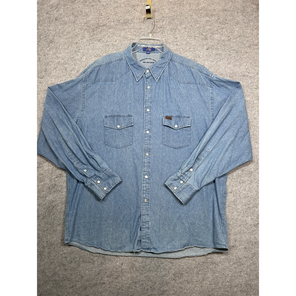 Pendleton High Grade Western Wear Mens 2XL Tall Denim Pearl Snap Shirt